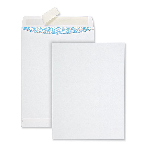 Quality Park Redi-Strip Security Tinted Envelope, #10 1/2, Square Flap, Redi-Strip Closure, 9 x 12, White, 100/Box (44926)