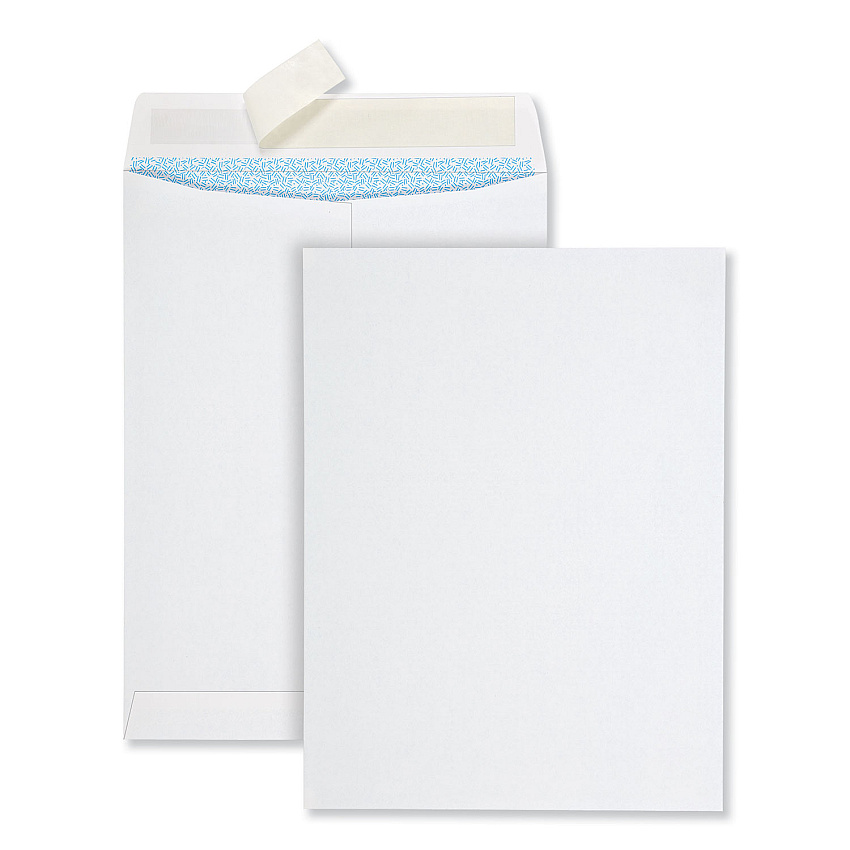 Quality Park Redi-Strip Security Tinted Envelope, #10 1/2, Square Flap, Redi-Strip Closure, 9 x 12, White, 100/Box (44926)