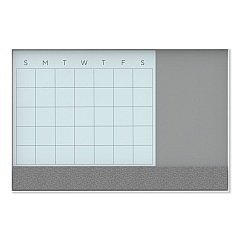 U Brands 3N1 Magnetic Glass Dry Erase Combo Board, 36 x 24, Month View, White Surface and Frame (3197U0001)