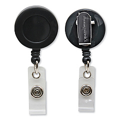 SICURIX Swivel-Style Spring-Clip ID Card Reel, 30" Extension, Black (68844)