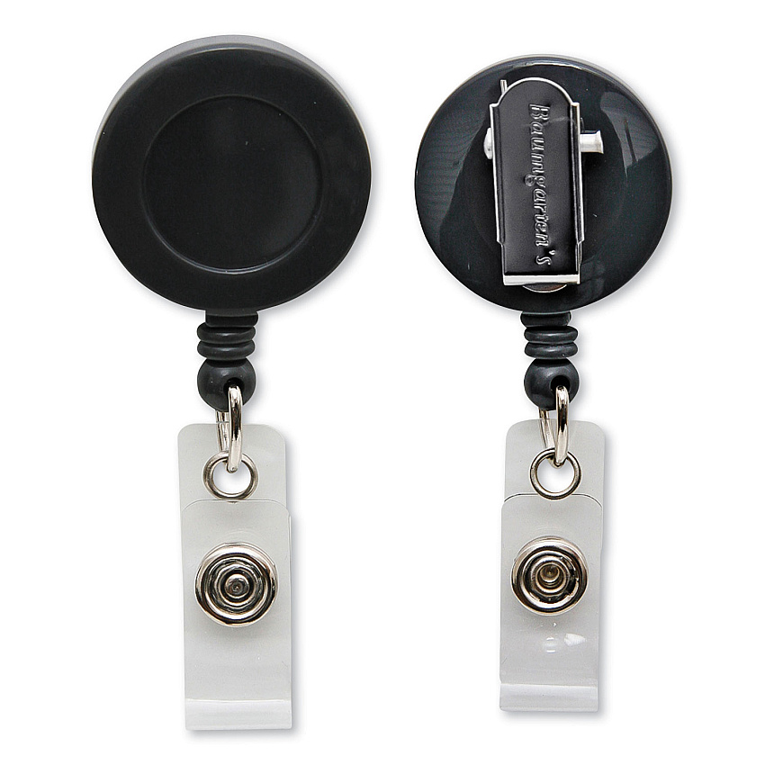 SICURIX Swivel-Style Spring-Clip ID Card Reel, 30" Extension, Black (68844)