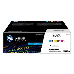 HP 202A CF500AM Cyan, Magenta, Yellow Toner Cartridge 3-pack
