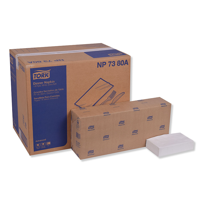 Tork Advanced Dinner Napkin,3-Ply,17" x 16.125",1/8 Fold, White,1740/CT (NP7380A)