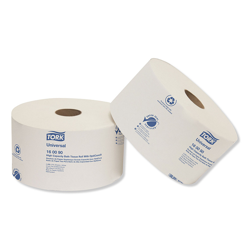 Tork Universal High Capacity Bath Tissuel w/OptiCore, Septic Safe, 2-Ply, White, 2000/Roll, 12/Carton (160090)