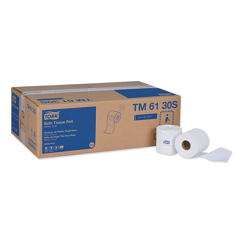 Tork Advanced Bath Tissue, Septic Safe, 2-Ply, White, 4" x 3.75", 500 Sheets/Roll, 48 Rolls/Carton (TM6130S)