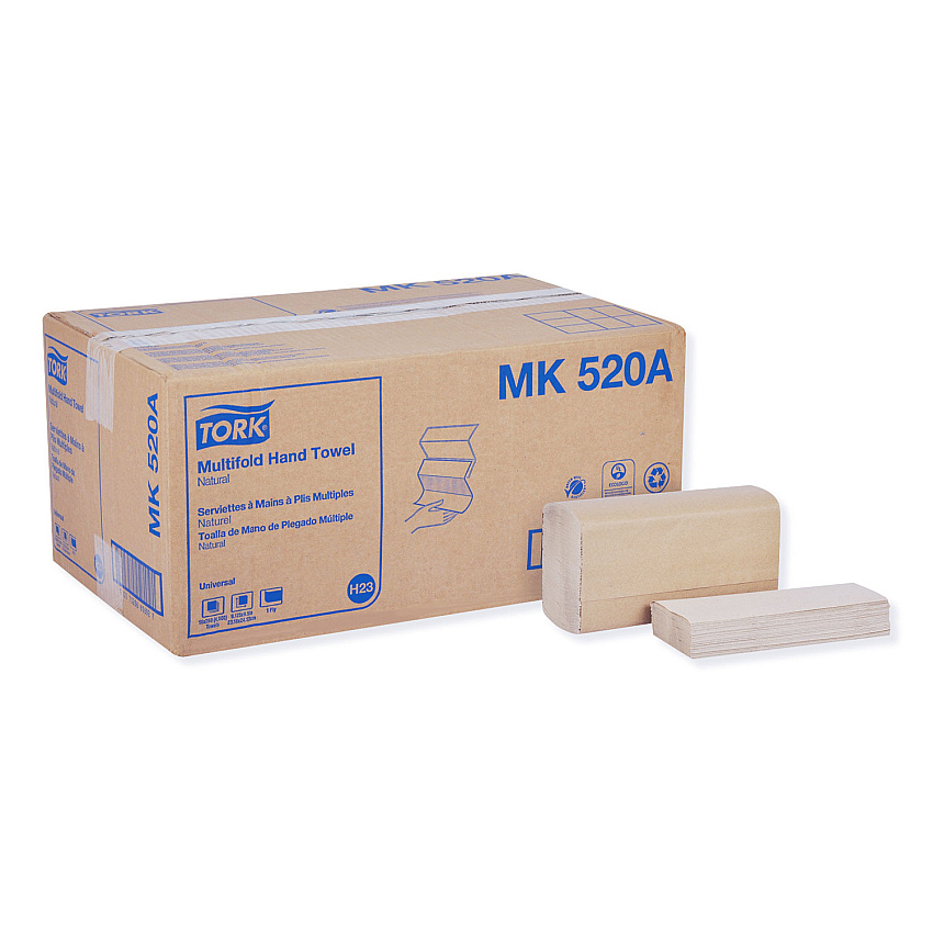 Tork Multifold Hand Towel, 9.13 x 9.5, Natural, 250/Pack, 16 Packs/Carton (MK520A)
