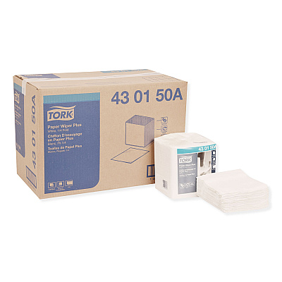 Tork Paper Wiper Plus, 12.5 x 13, White, 1/4 Fold, 90/Pack, 12 Packs/Carton (430150A)