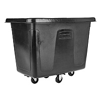 Rubbermaid Commercial Metal Frame Cube Truck, Rectangular, Polyethylene, 400 lb Capacity, 12 cu ft, Black (461200BLA)