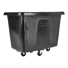 Rubbermaid Commercial Metal Frame Cube Truck, Rectangular, Polyethylene, 400 lb Capacity, 12 cu ft, Black (461200BLA)