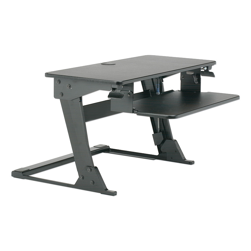 AbilityOne 7110016810786 SKILCRAFT Desktop Sit-Stand Workstation, 35.4" x 23.2" x 6.2" to 20", Black