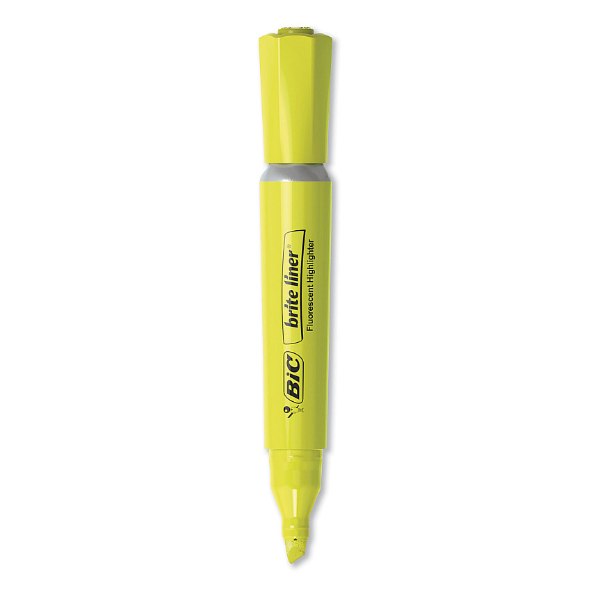 BIC Brite Liner Tank-Style Highlighter Value Pack, Yellow Ink, Chisel Tip, Yellow/Black Barrel, 36/Pack (BLMG36YEL)