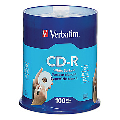 Verbatim CD-R Recordable Disc, 700 MB/80 min, 52x, Spindle, White, 100/Pack (94712)