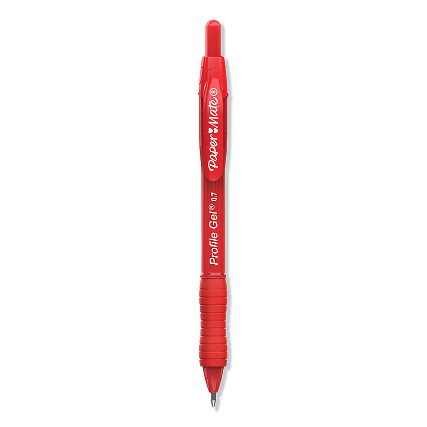 Paper Mate Profile Gel Pen, Retractable, Medium 0.7 mm, Red Ink, Translucent Red Barrel, Dozen (2095463)