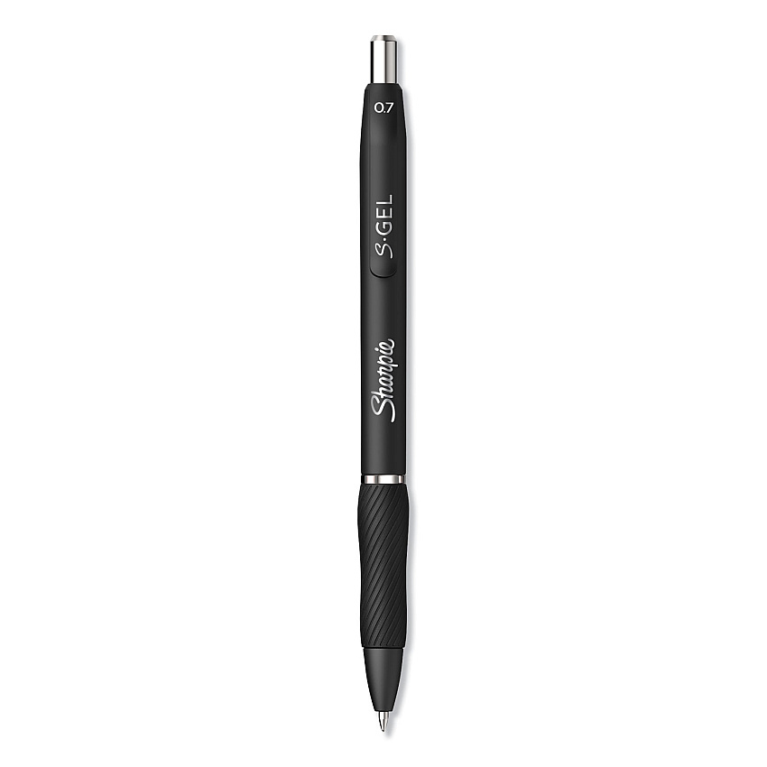 Sharpie S-Gel S-Gel High-Performance Gel Pen, Retractable, Medium 0.7 mm, Black Ink, Black Barrel, Dozen (2096159)