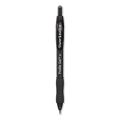Paper Mate Profile Gel Pen, Retractable, Medium 0.7 mm, Black Ink, Translucent Black Barrel, 36/Pack (2095473)