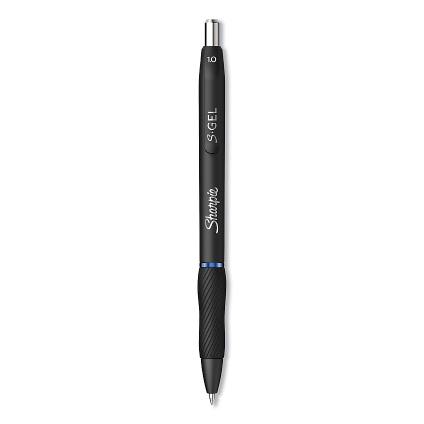 Sharpie S-Gel S-Gel High-Performance Gel Pen, Retractable, Bold 1 mm, Blue Ink, Black Barrel, Dozen (2096187)