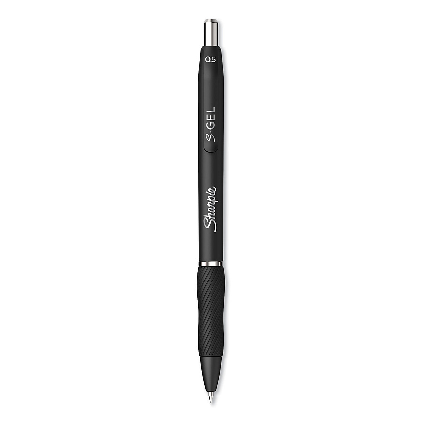 Sharpie S-Gel S-Gel High-Performance Gel Pen, Retractable, Fine 0.5 mm, Black Ink, Black Barrel, Dozen (2096145)
