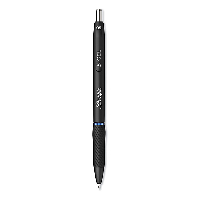 Sharpie S-Gel S-Gel High-Performance Gel Pen, Retractable, Fine 0.5 mm, Blue Ink, Black Barrel, Dozen (2096146)