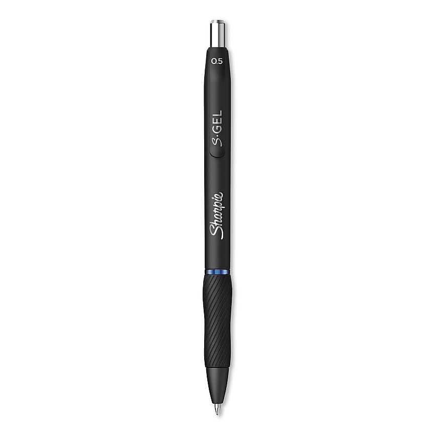 Sharpie S-Gel S-Gel High-Performance Gel Pen, Retractable, Fine 0.5 mm, Blue Ink, Black Barrel, Dozen (2096146)