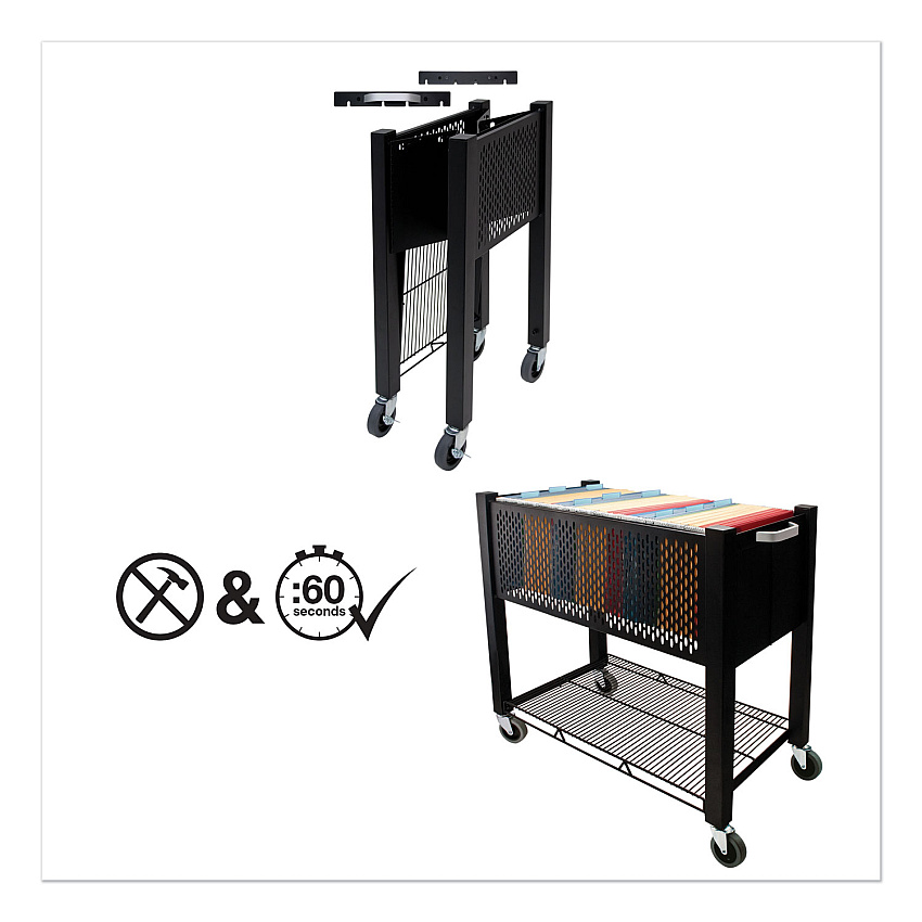 Vertiflex InstaCart File Cart, 14.25w x 28.5d x 27.75h, Black (VF53000)