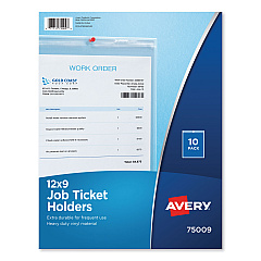 Avery Job Ticket Holders, Heavy Gauge Vinyl, 9 x 12, Clear, 10/Pack (75009)