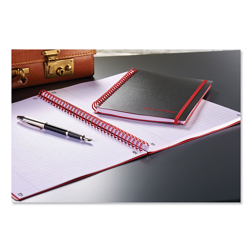 Black n' Red Flexible Cover Twinwire Notebook, SCRIBZEE Compatible, 1 Subject, Wide/Legal Rule, Black Cover, 11.75 x 8.25, 70 Sheets (E67008)