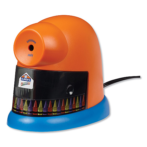 Elmer's CrayonPro Electric Sharpener, School Version, AC-Powered, 5.63 x 8.75 x 7.13, Orange/Blue (1680)