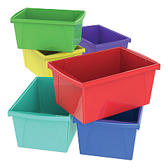 Storex Storage Bins, 5.5 gal, 10.63" x 15.63" x 8", Randomly Assorted Colors (61515U06C)