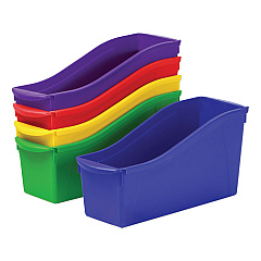 Storex Interlocking Book Bins, 4.75" x 12.63" x 7", Assorted Colors, 5/Pack (70105U06C)