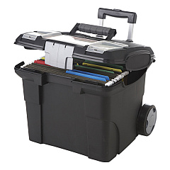 Storex Premium File Cart, 15w x 16.38d x 14.25 to 30h, Black (61507U01C)