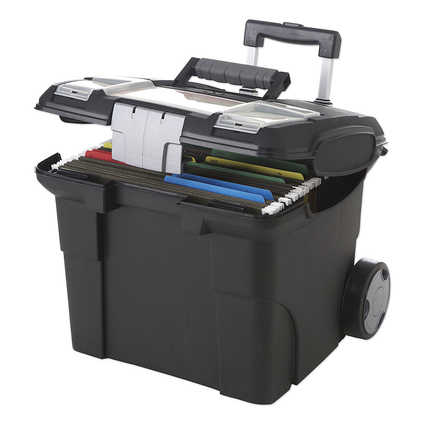 Storex Premium File Cart, 15w x 16.38d x 14.25 to 30h, Black (61507U01C)