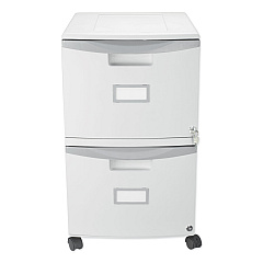 Storex Two-Drawer Mobile Filing Cabinet, 2 Legal/Letter-Size File Drawers, Gray, 14.75" x 18.25" x 26" (61310B01C)