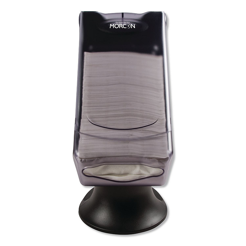 Morcon Paper Valay Tower Napkin Dispenser, 8 x 17.25 x 13, Transparent Black (NT555)