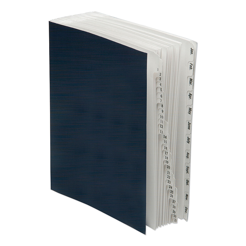 AbilityOne 7530016819292 SKILCRAFT File Sorter, 42 Dividers, Months/Dates, Letter-Size, Blue Cover