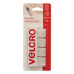 VELCRO Brand Sticky-Back Fasteners, Removable Adhesive, 0.88" x 0.88", White, 12/Pack (90073)