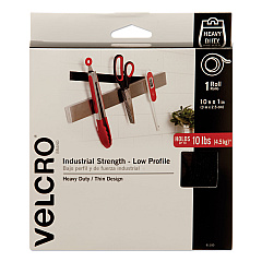 VELCRO Brand Low-Profile Industrial-Strength Heavy-Duty Fasteners, 1" x 10 ft, Black (91100)