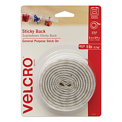 VELCRO Brand Sticky-Back Fasteners with Dispenser, Removable Adhesive, 0.75" x 5 ft, White (90087)