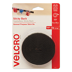 VELCRO Brand Sticky-Back Fasteners with Dispenser, Removable Adhesive, 0.75" x 5 ft, Black (90086)