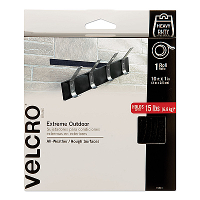 VELCRO Brand Heavy-Duty Fasteners, Extreme Outdoor Performance, 1" x 10 ft, Black (91843)