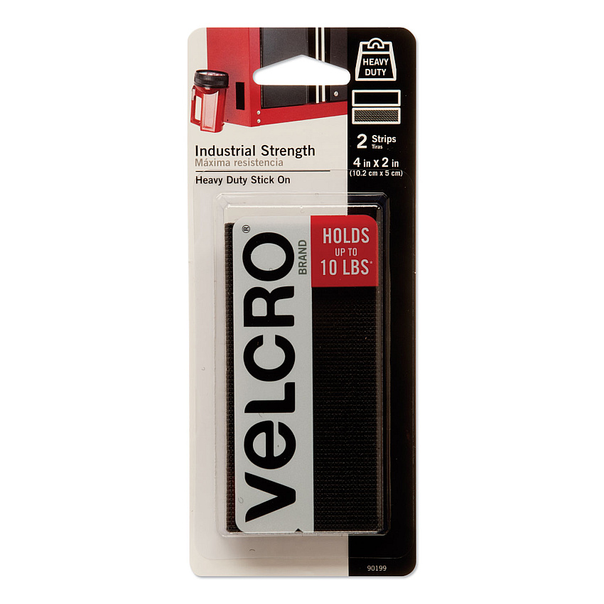 VELCRO Brand Industrial-Strength Heavy-Duty Fasteners, 2" x 4", Black, 2/Pack (90199)