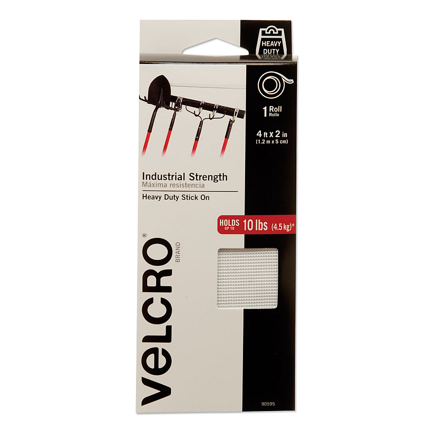 VELCRO Brand Industrial-Strength Heavy-Duty Fasteners, 2" x 4 ft, White (90595)