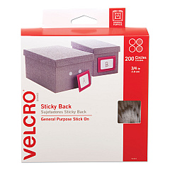 VELCRO Brand Sticky-Back Fasteners, Removable Adhesive, 0.75" dia, White, 200/Box (91824)