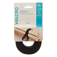 VELCRO Brand ONE-WRAP Pre-Cut Standard Ties, 0.75" x 12", Black (90340)