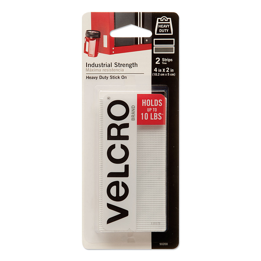 VELCRO Brand Industrial-Strength Heavy-Duty Fasteners, 2" x 4", White, 2/Pack (90200)
