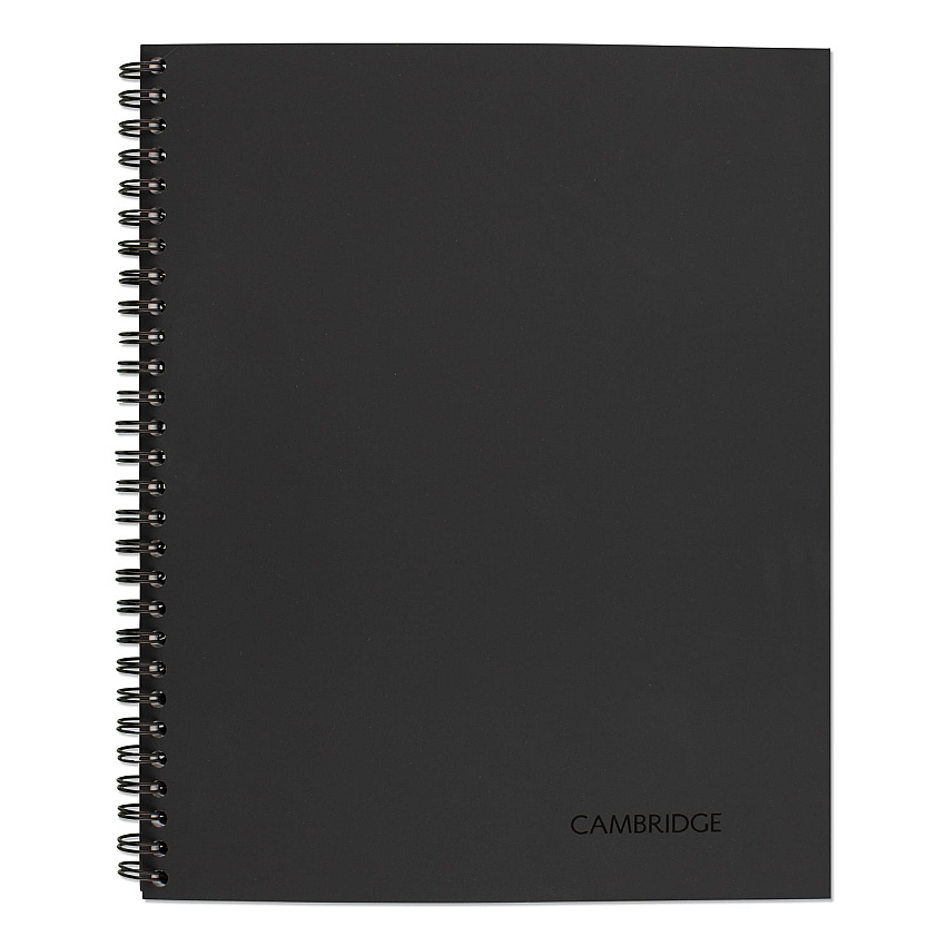 Cambridge Wirebound Business Notebook, 1 Subject, Wide/Legal Rule, Black Cover, 11 x 8.5, 80 Sheets (06062)