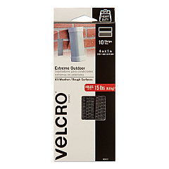 VELCRO Brand Heavy-Duty Fasteners, Extreme Outdoor Performance. 1" x 4", Titanium, 10/Pack (90812)