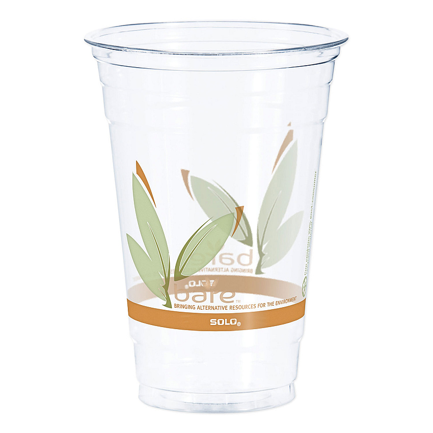 Dart Bare Eco-Forward RPET Cold Cups 20 oz, Leaf Design, Clear, 50/Pack, 12 Packs/Carton (RTP20BARE)