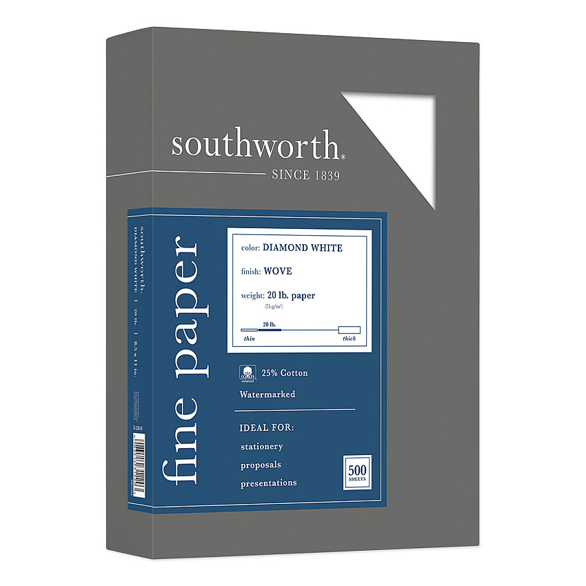 Southworth 3122010 25% Cotton Diamond White Business Paper
