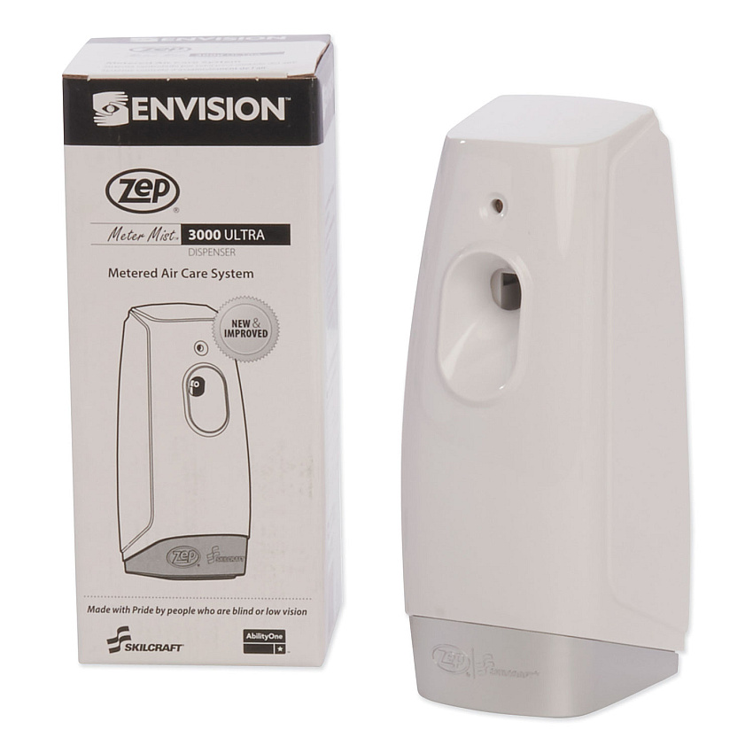 AbilityOne 4510014264187, SKILCRAFT, Zep Meter Mist 3000 Odor Control Dispenser, 3.25"x 3.63" x 10.5", White
