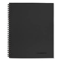 Cambridge Wirebound Business Notebook, 1 Subject, Wide/Legal Rule, Black Linen Cover, 9.5 x 6.63, 80 Sheets (06672)